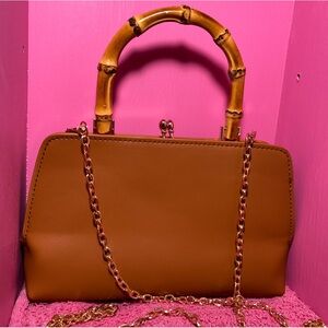 Urban Expressions Leather Handbag with Bamboo Handle